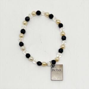 Vintage Mary Kay Beaded Bracelet with The Look Silver Tone Charm